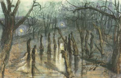 Stanislaw Ignacy Witkiewicz The Planty Park by Night-Straw-Men (mk19) oil painting picture